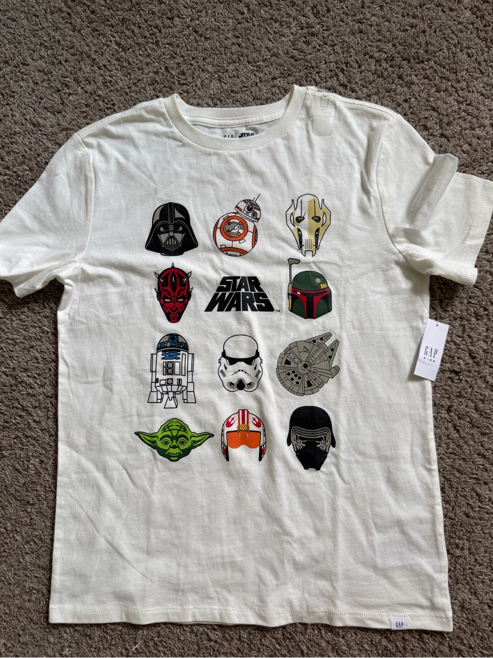 GAP Star Wars Graphic Tee - Cream with Multicolor Character Icons